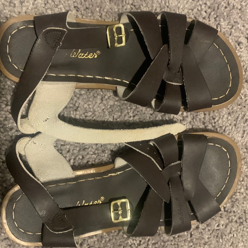 dark brown saltwater sandals